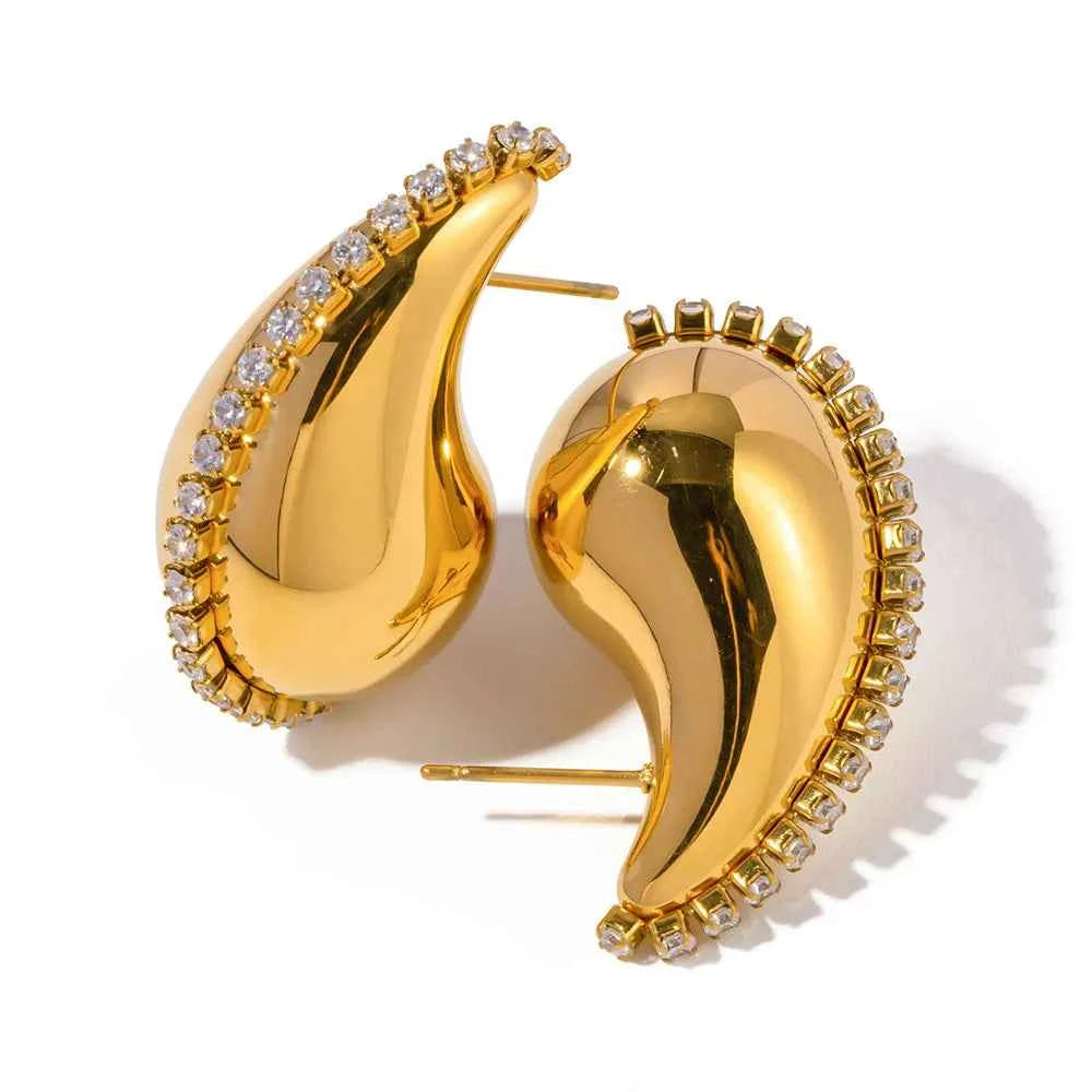 ARETE GOTA CRISTAL - CHAPA DE ORO