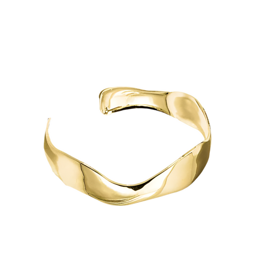 Minimal Gold Marine Wave Bracelet in Steel