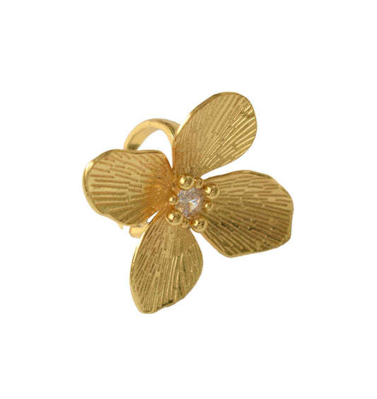 Anillo Maxi Flor en Oro Laminado