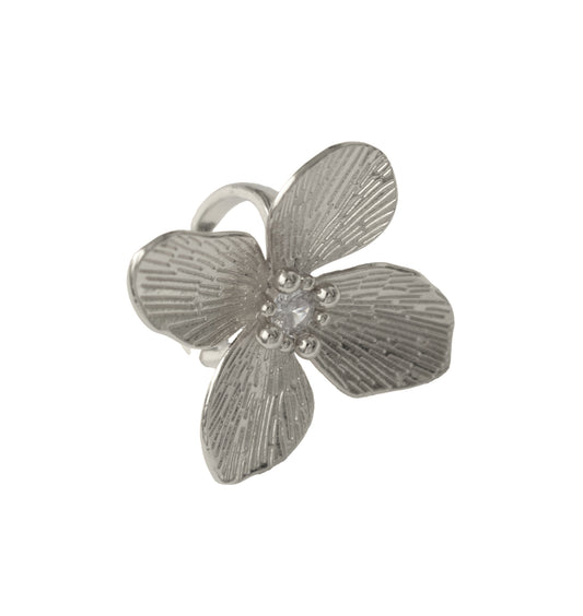 Anillo Maxi Flor en Rodio