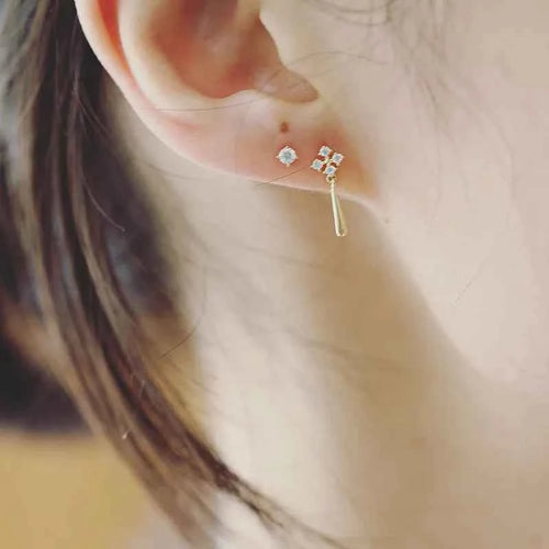 1 Pair 925 Sterling Silver Zircon Solid Color Drop Earrings
