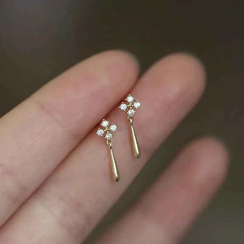 1 Pair 925 Sterling Silver Zircon Solid Color Drop Earrings